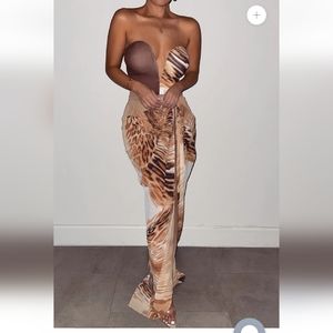 JLUXLABEL Brown and Animal Print Dress